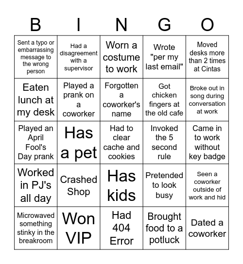 Makepeace BINGO Card