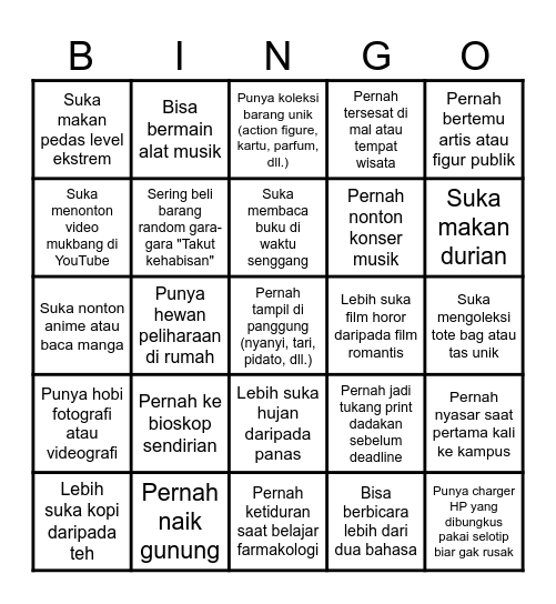 BINGO ANGKATAN Bingo Card