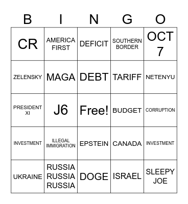 3/4/2025 BINGO RAV NIGHT PDJT ADDRESSES CONGRESS Bingo Card
