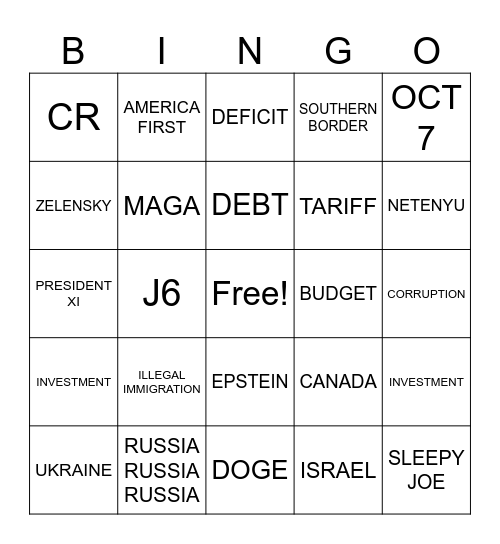 3/4/2025 BINGO RAV NIGHT PDJT ADDRESSES CONGRESS Bingo Card