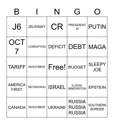 3/4/2025 BINGO RAV NIGHT PDJT ADDRESSES CONGRESS Bingo Card