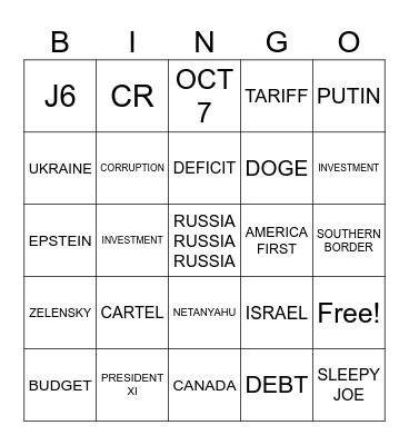3/4/2025 BINGO RAV NIGHT PDJT ADDRESSES CONGRESS Bingo Card