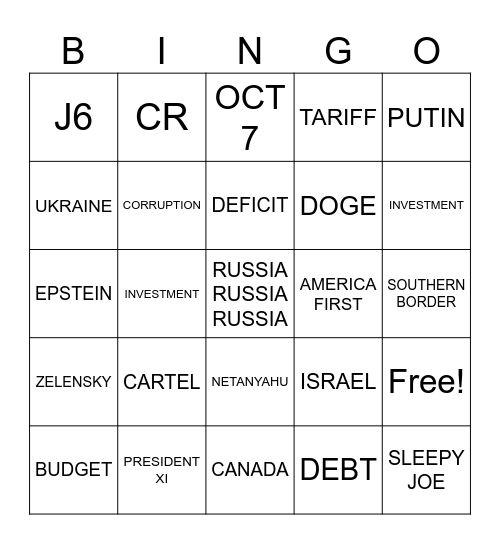 3/4/2025 BINGO RAV NIGHT PDJT ADDRESSES CONGRESS Bingo Card