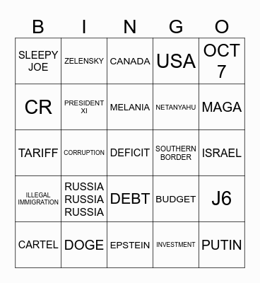 3/4/2025 BINGO RAV NIGHT PDJT ADDRESSES CONGRESS Bingo Card