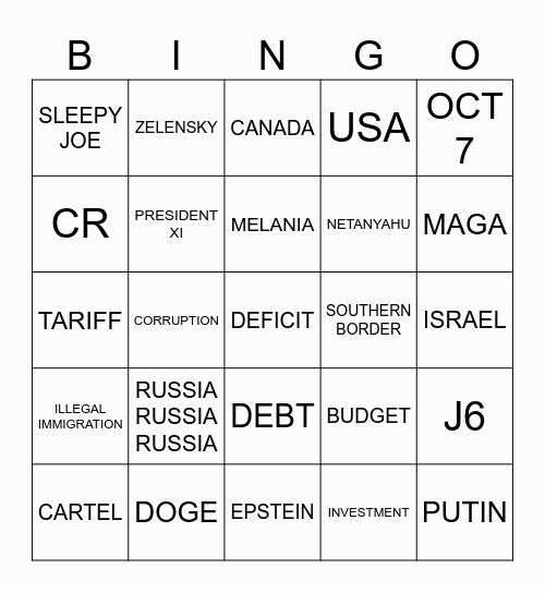 3/4/2025 BINGO RAV NIGHT PDJT ADDRESSES CONGRESS Bingo Card