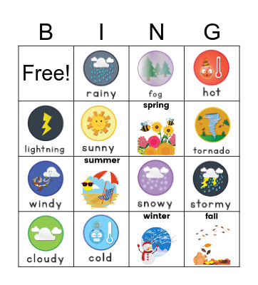 Weather Bingo Card
