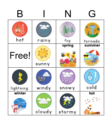 Weather Bingo Card