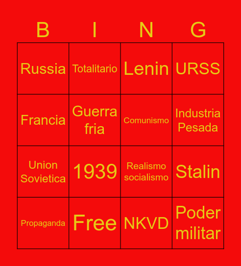 Union Sovietica Bingo Card