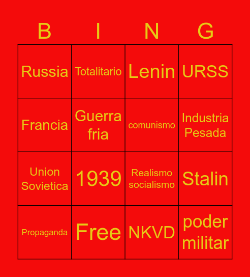 Union Sovietica Bingo Card