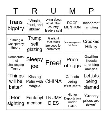 TRUMP Bingo Card