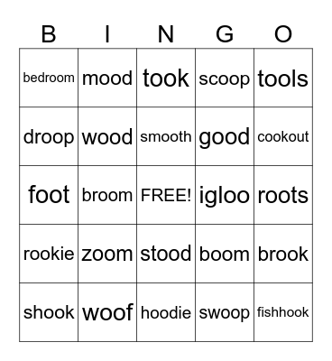 Mixed oo sounds! Bingo Card