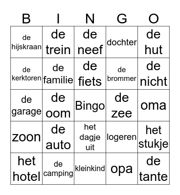 werk en vrije tijd Bingo Card