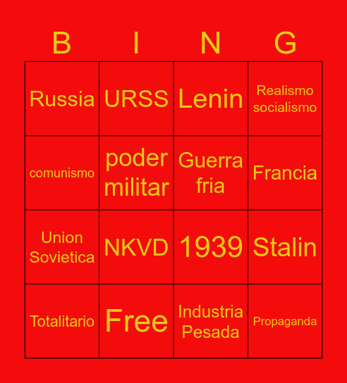 Union Sovietica Bingo Card