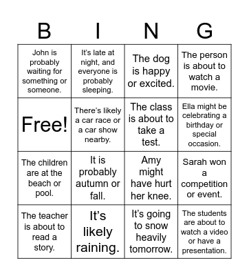 Inference Bingo Card