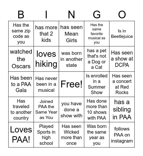 Find Someone Who... Bingo Card