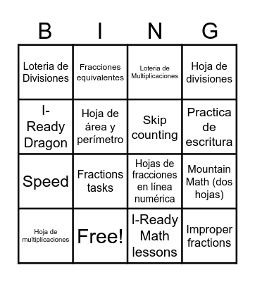 Math Bingo Card