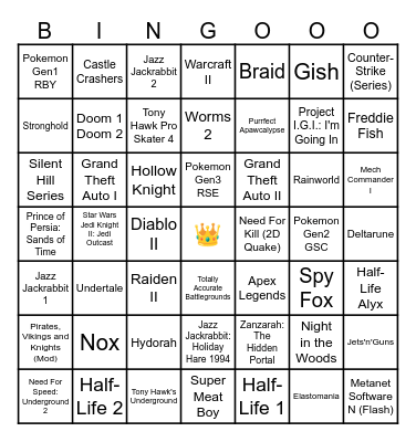 👑 Game Bingo Card