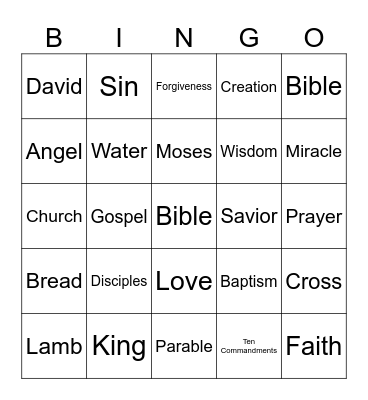 Bible Bingo Card