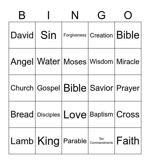 Bible Bingo Card