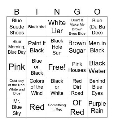 COLORS Bingo Card