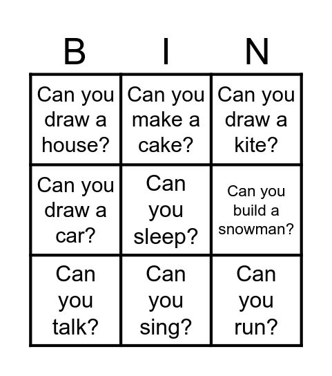 Can you? Bingo Card