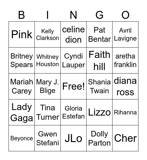 Iconic Diva's #1 Bingo Card
