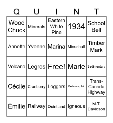 Callander Museum Bingo Card