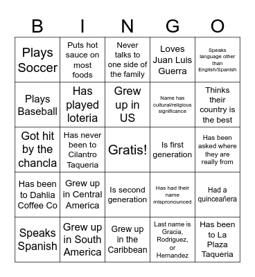 LGSA Bingo Card
