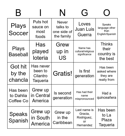 LGSA Bingo Card