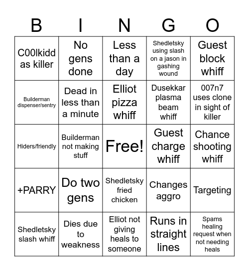 Forsaken bingo Card