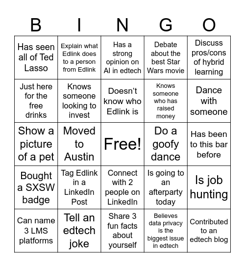 Edtech Bingo Card