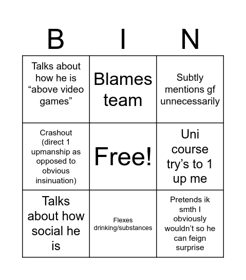 The rocco interaction bingo Card
