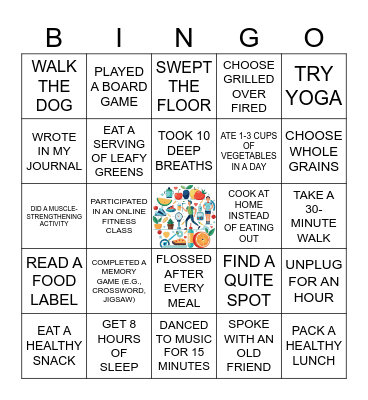 Nutrition and Healthy Habits BINGO Card