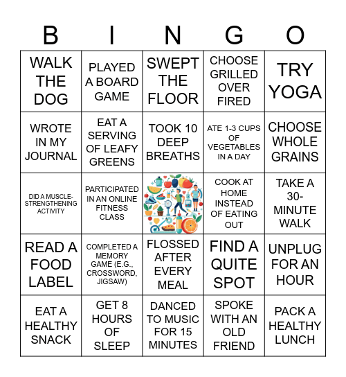 Nutrition and Healthy Habits BINGO Card