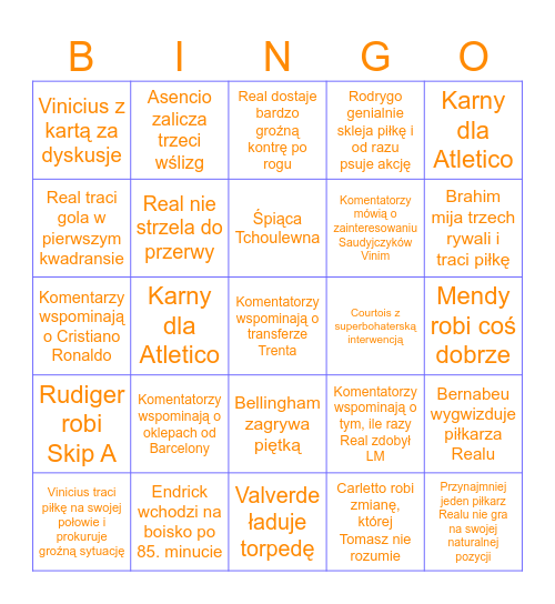 Real Madryt live bingo (home) Bingo Card