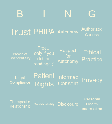 CNO Standard Key Terms/Foundational Values Bingo Card