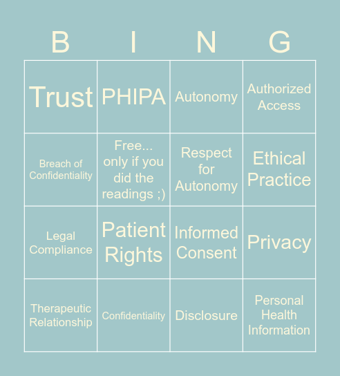 CNO Standard Key Terms/Foundational Values Bingo Card