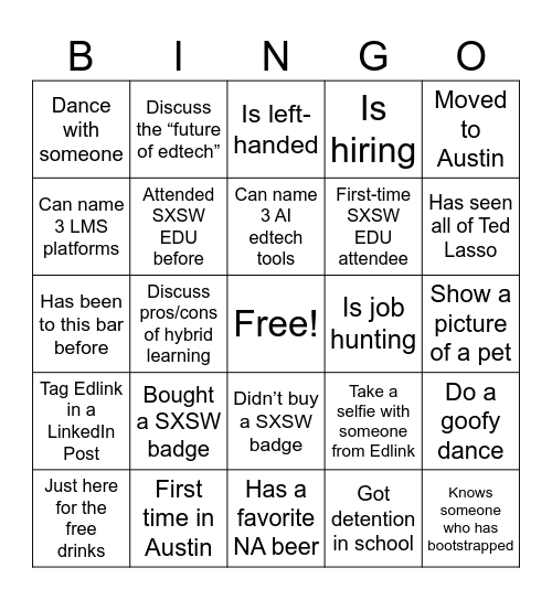 Edtech Bingo Card