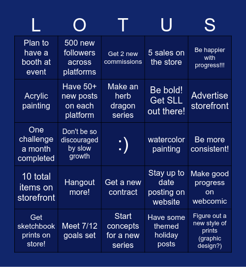 Starlight Lotus Bingo Board Bingo Card