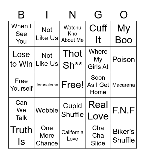 Denia's Music Bingo Card