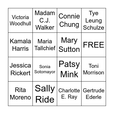WOMEN IN HISTORY Bingo Card