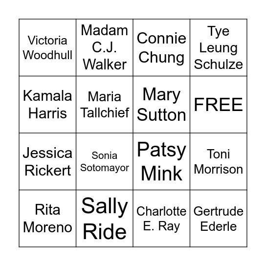 WOMEN IN HISTORY Bingo Card