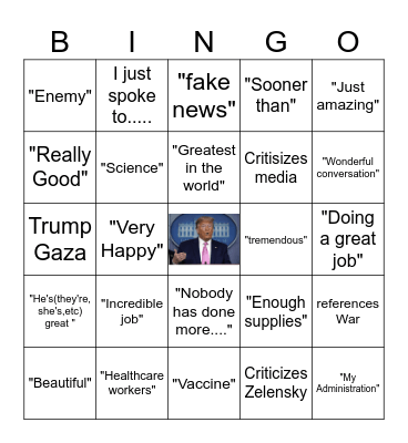 Trump Speech Bingo Card