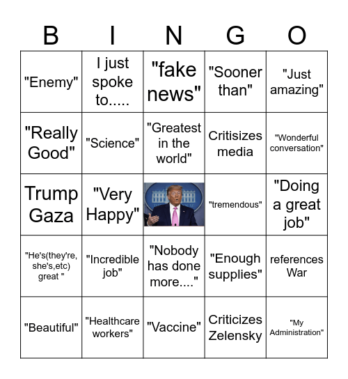 Trump Speech Bingo Card