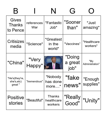 Trump Speech Bingo Card
