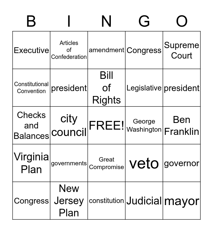 Chapter 10 Bingo Card