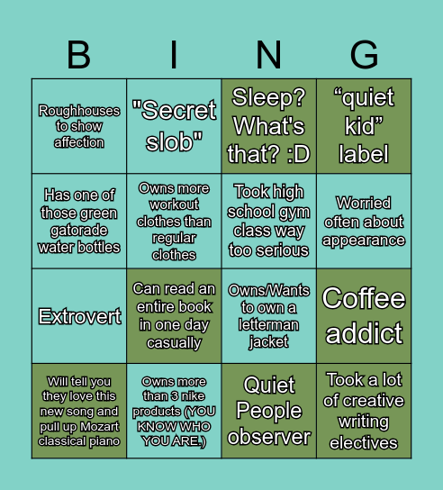 STRADLATER KINNIE BINGOO Bingo Card