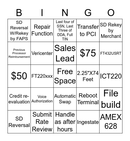 Customer Service/Tech Bingo Card