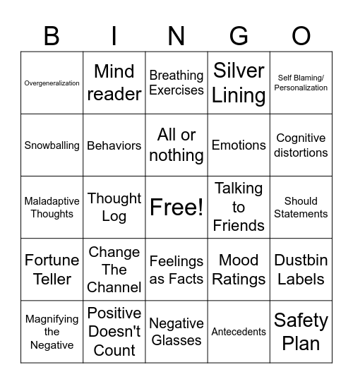 CBT Bingo Card