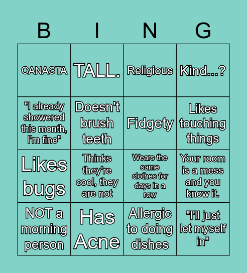 ACKLEY KINNIE BINGOO Bingo Card